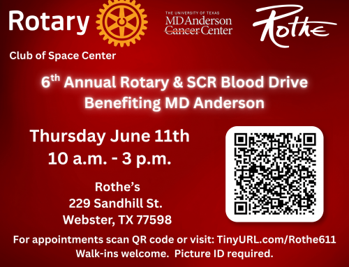 Rothe and Space Center Rotary Host 6th Annual MD Anderson Blood Drive